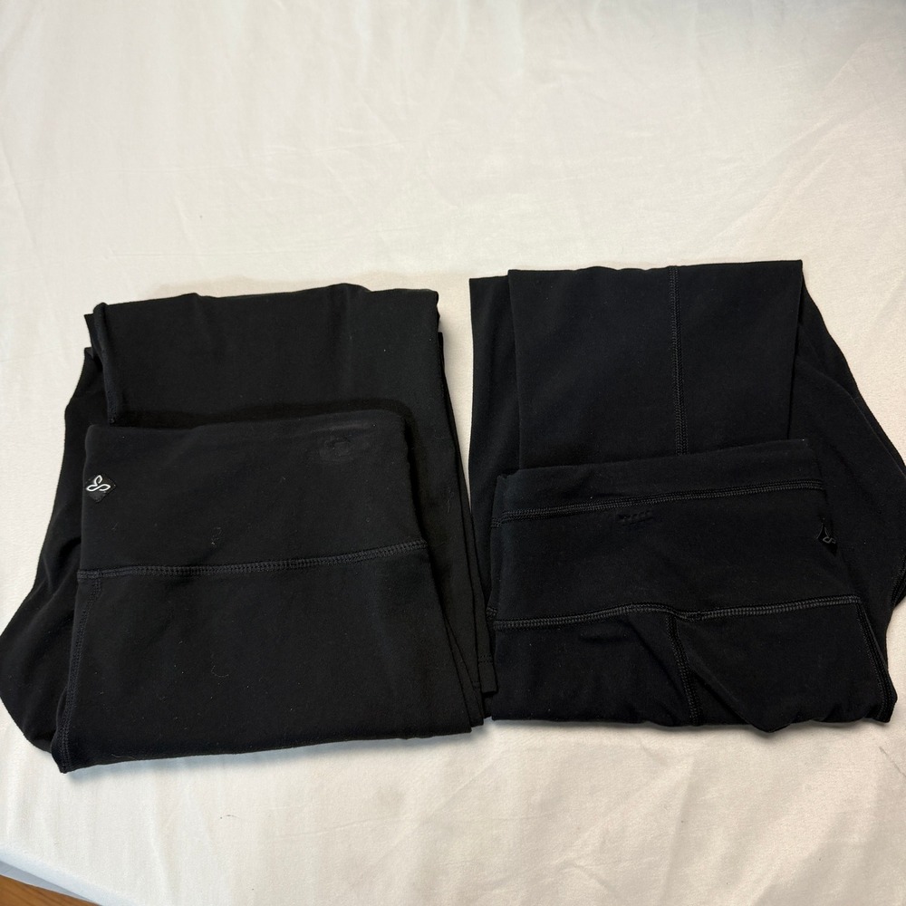 Lot of 2 PRANA Black Athletic Yoga Pants Cropped Leggings Activewear Womens Sz S